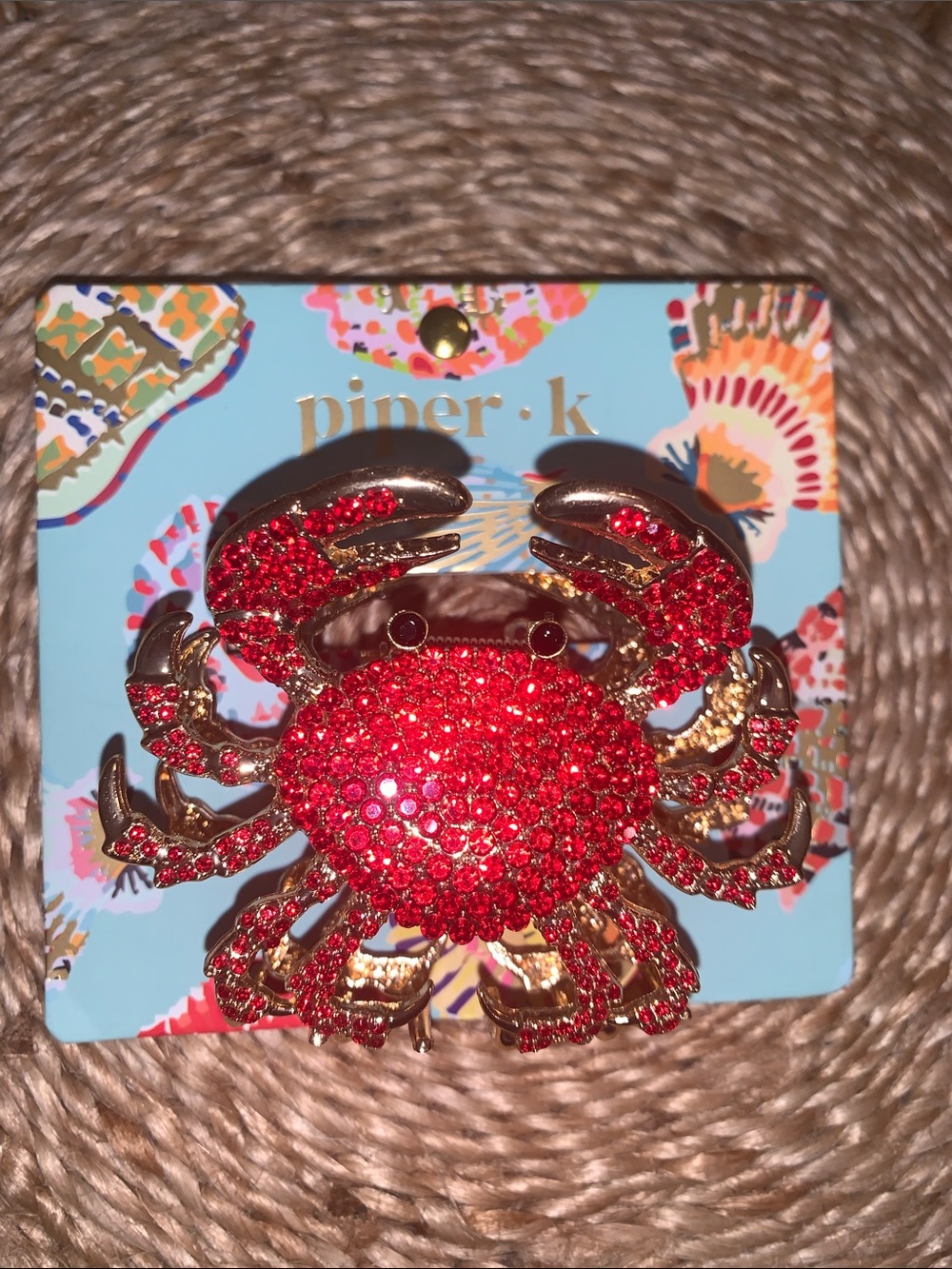 Piper•k Red Crystal Crab Hair Claw Clip Beach Vibes 🦀